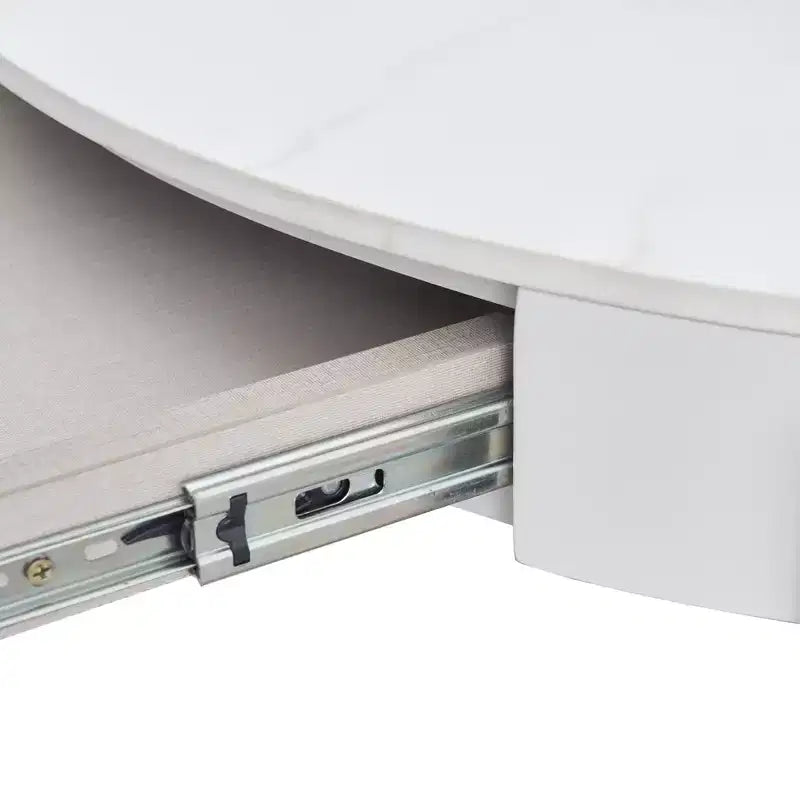 GDFStudio Baldwin Tavolino rotondo moderno 32 in ceramica con cassetti e gambe in metallo