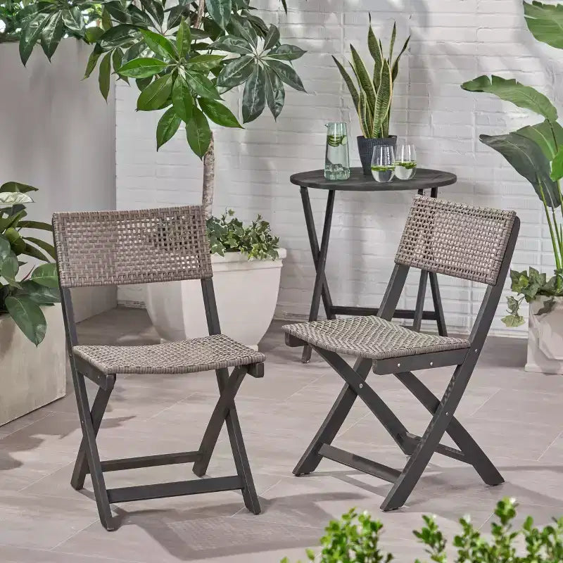 MAYEERTY Set di 2 sedie da bistrò con struttura in metallo, design compatto per interni ed esterni, bar, bistrò