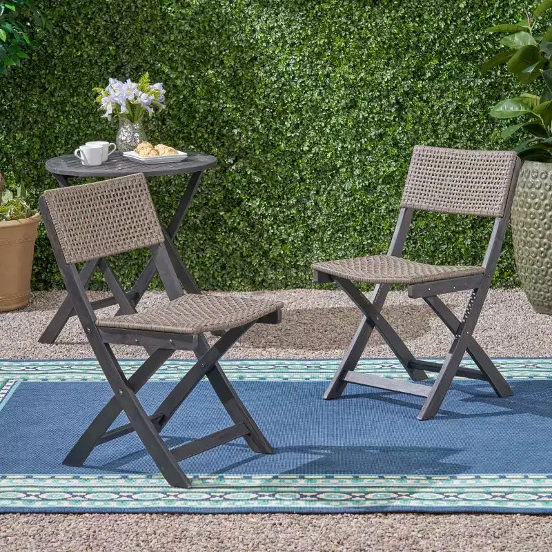 MAYEERTY Set di 2 sedie da bistrò con struttura in metallo, design compatto per interni ed esterni, bar, bistrò