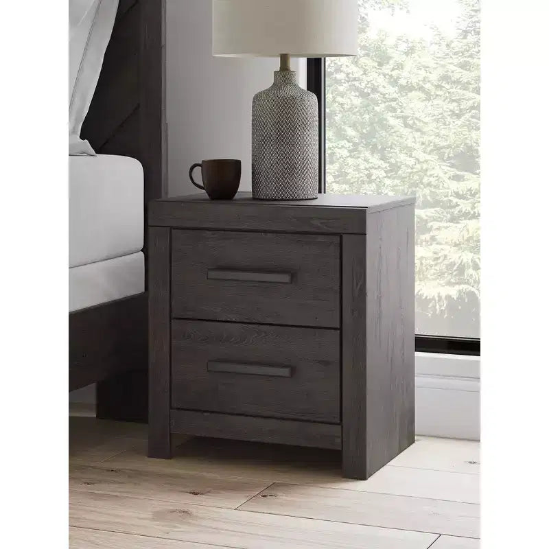 Signature Design by Ashley Prendonea Comodino con 2 cassetti a scorrimento, Antracite
