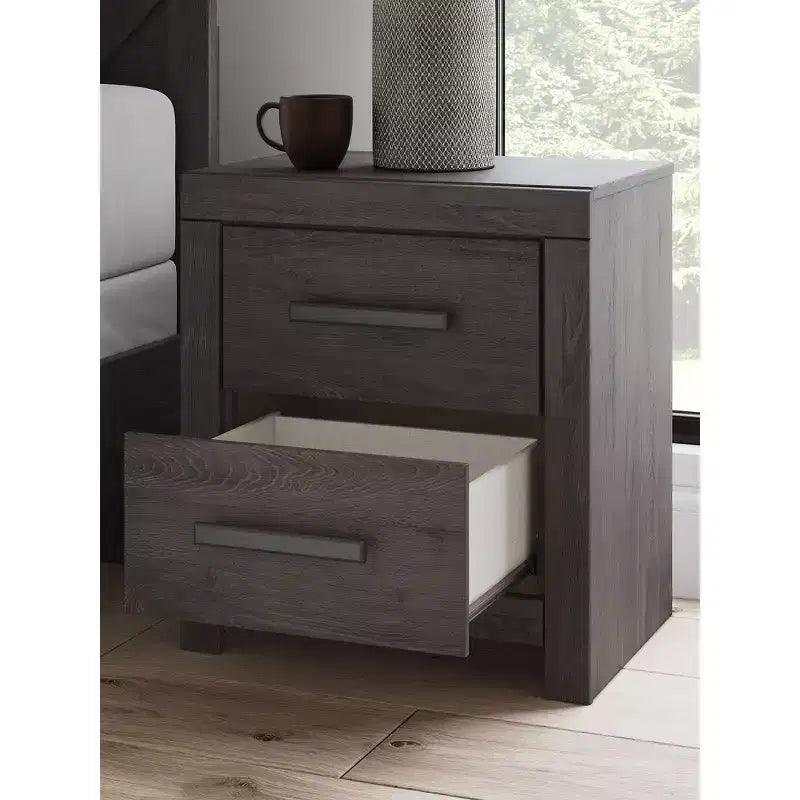 Signature Design by Ashley Prendonea Comodino con 2 cassetti a scorrimento, Antracite