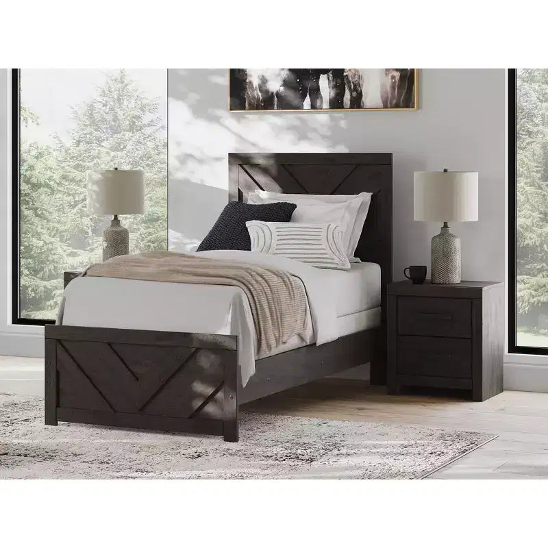 Signature Design by Ashley Prendonea Comodino con 2 cassetti a scorrimento, Antracite