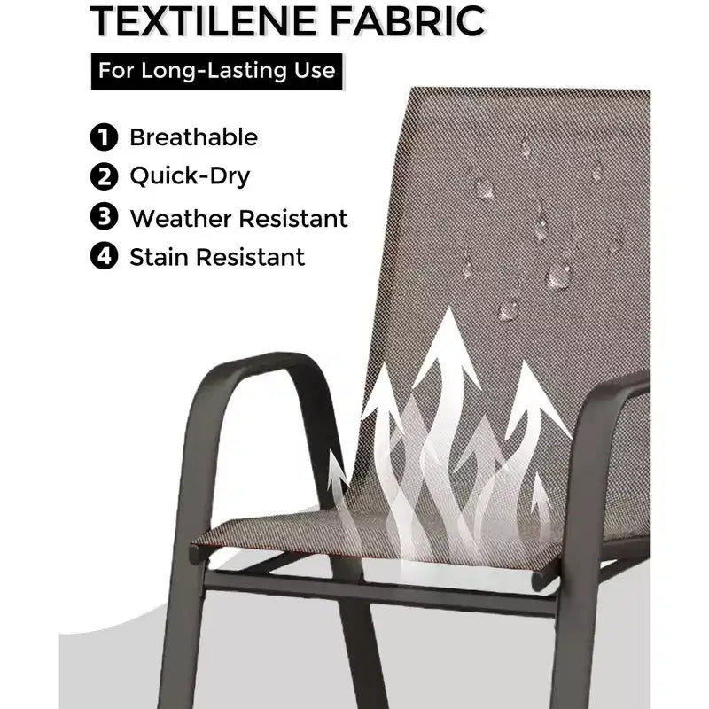 4 sedie da pranzo impilabili, sedie impilabili con tessuto Textilene traspirante e struttura in metallo, sedie da pranzo per esterni per patio, terrazza, cortile