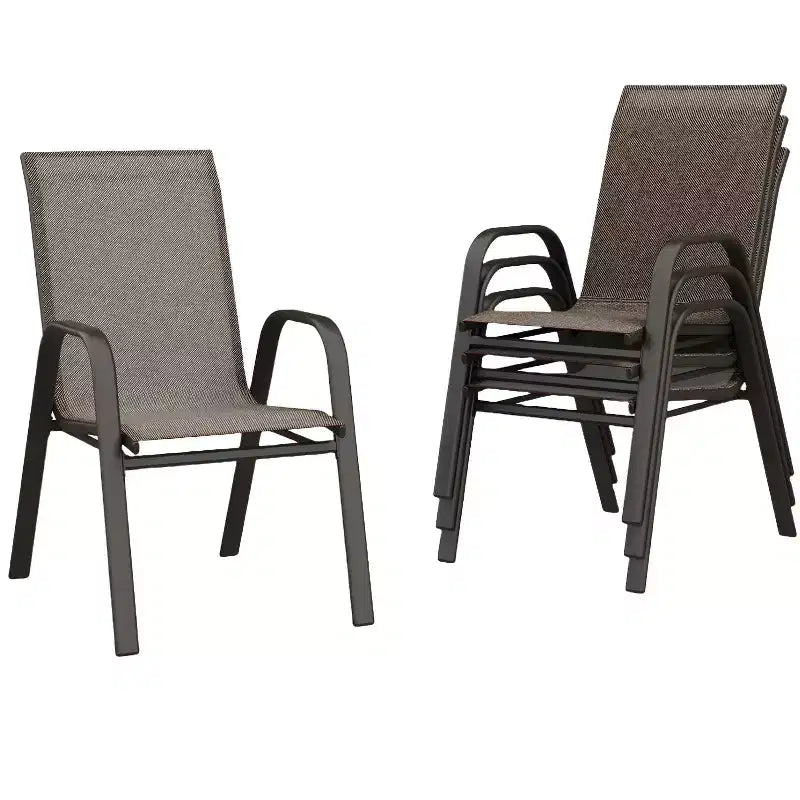 4 sedie da pranzo impilabili, sedie impilabili con tessuto Textilene traspirante e struttura in metallo, sedie da pranzo per esterni per patio, terrazza, cortile