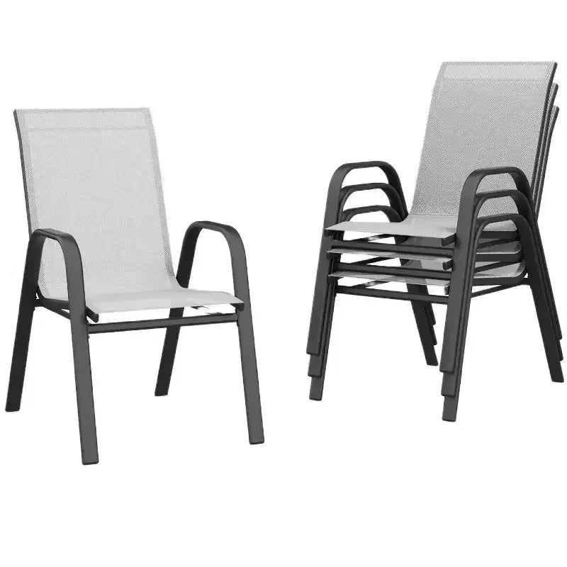4 sedie da pranzo impilabili, sedie impilabili con tessuto Textilene traspirante e struttura in metallo, sedie da pranzo per esterni per patio, terrazza, cortile