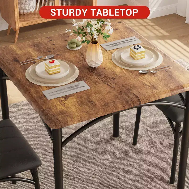 Set tavolo da pranzo per 2, Tavolo da cucina con sedie imbottite, Set tavolo da pranzo quadrato in legno per piccoli spazi, Cena, Appartamento