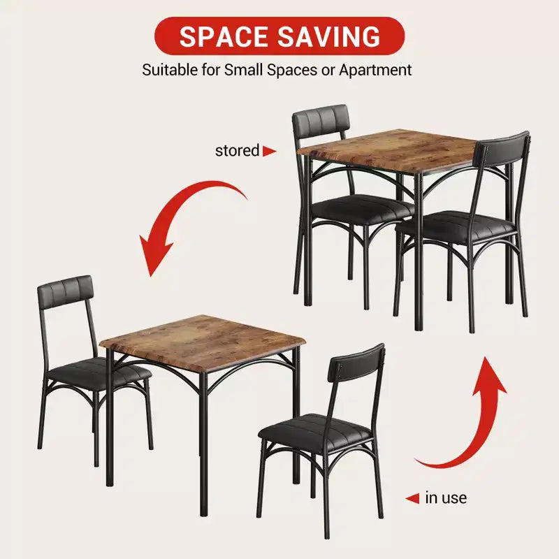 Set tavolo da pranzo per 2, Tavolo da cucina con sedie imbottite, Set tavolo da pranzo quadrato in legno per piccoli spazi, Cena, Appartamento