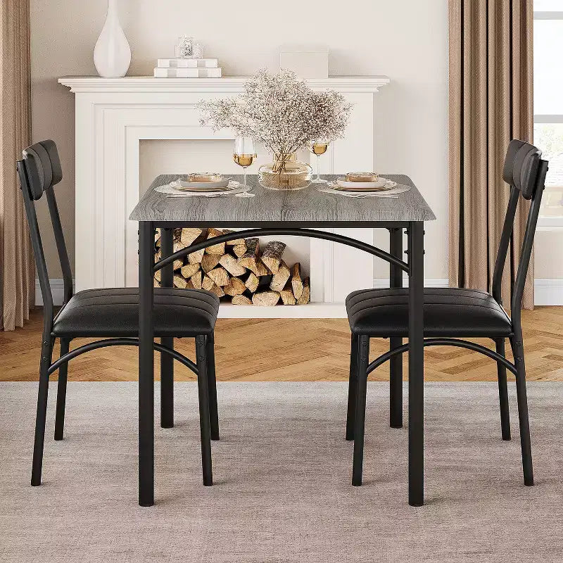 Set tavolo da pranzo per 2, Tavolo da cucina con sedie imbottite, Set tavolo da pranzo quadrato in legno per piccoli spazi, Cena, Appartamento