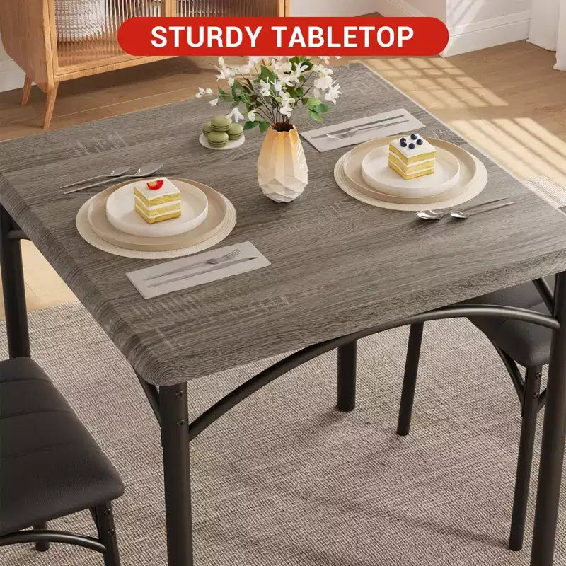 Set tavolo da pranzo per 2, Tavolo da cucina con sedie imbottite, Set tavolo da pranzo quadrato in legno per piccoli spazi, Cena, Appartamento