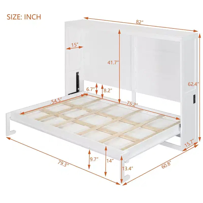 GDFStudio Kitto Letto a scomparsa in legno con porte di ricarica