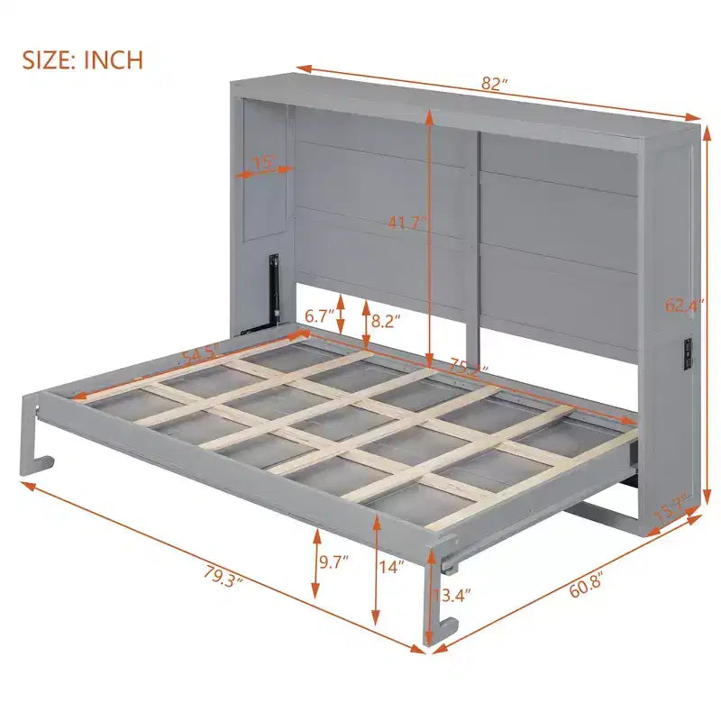 GDFStudio Kitto Letto a scomparsa in legno con porte di ricarica