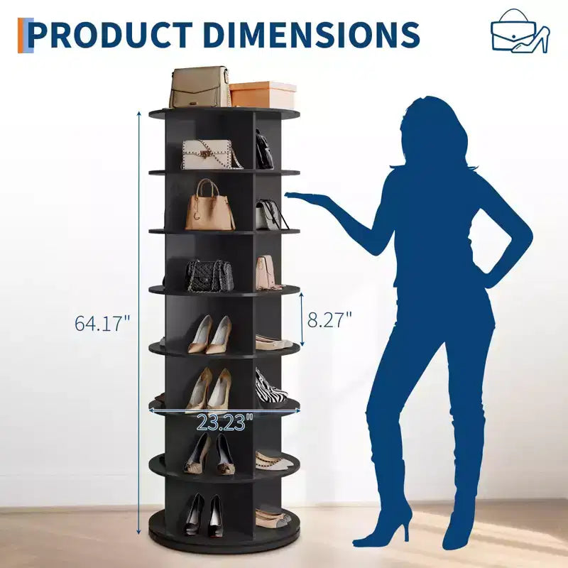 GustoWave Scarpiera a Torre Girevole a 7 Livelli, Organizzatore di Scarpe Girevole Autoportante, Espositore Verticale per Scarpe Girevole a 360°, Scaffale Rotondo per Scarpe