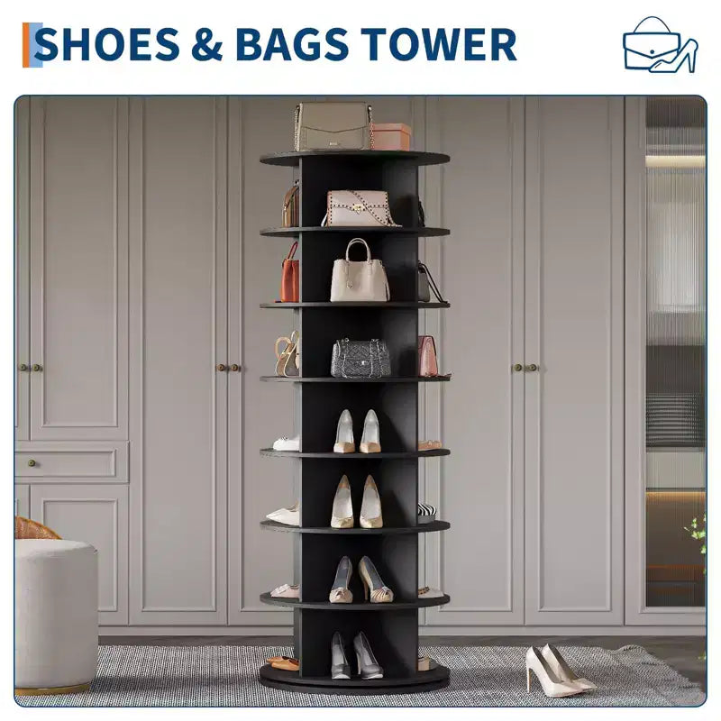 GustoWave Scarpiera a Torre Girevole a 7 Livelli, Organizzatore di Scarpe Girevole Autoportante, Espositore Verticale per Scarpe Girevole a 360°, Scaffale Rotondo per Scarpe