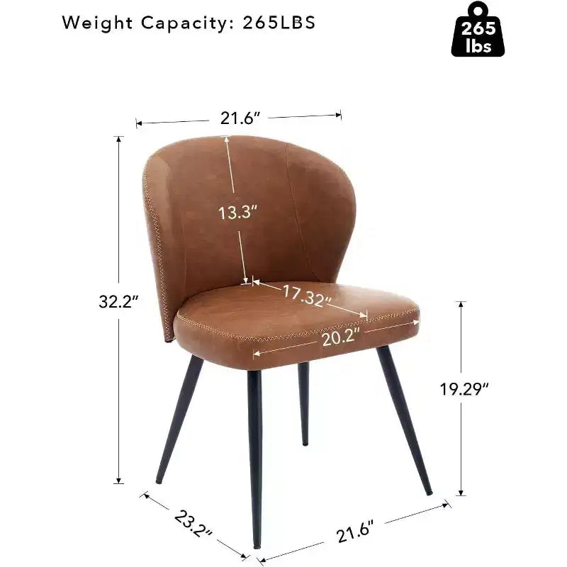 Acekool Sedie da Pranzo Set da 2, Sedie da Cucina Ergonomiche Rivestite in Pelle, Gambe in Acciaio, Facili da Pulire, Capacità 120 kg