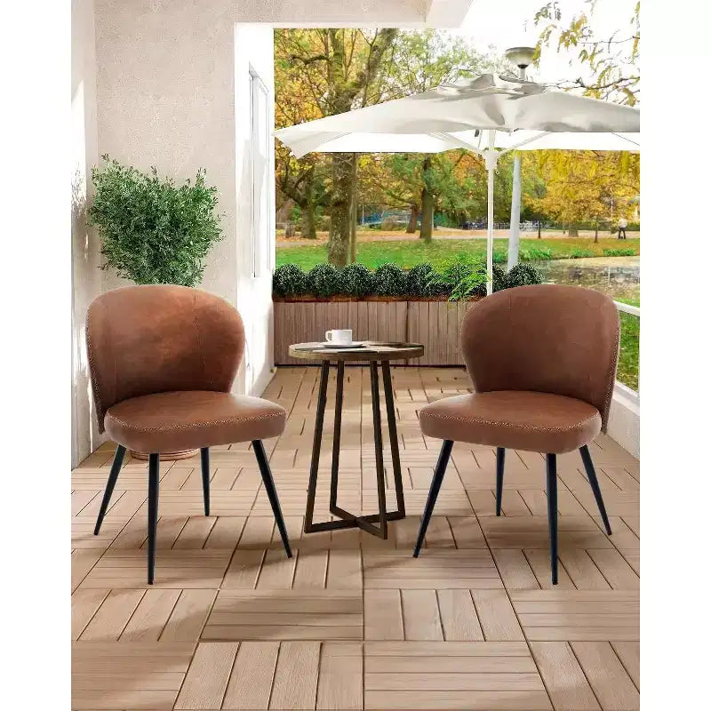 Acekool Sedie da Pranzo Set da 2, Sedie da Cucina Ergonomiche Rivestite in Pelle, Gambe in Acciaio, Facili da Pulire, Capacità 120 kg