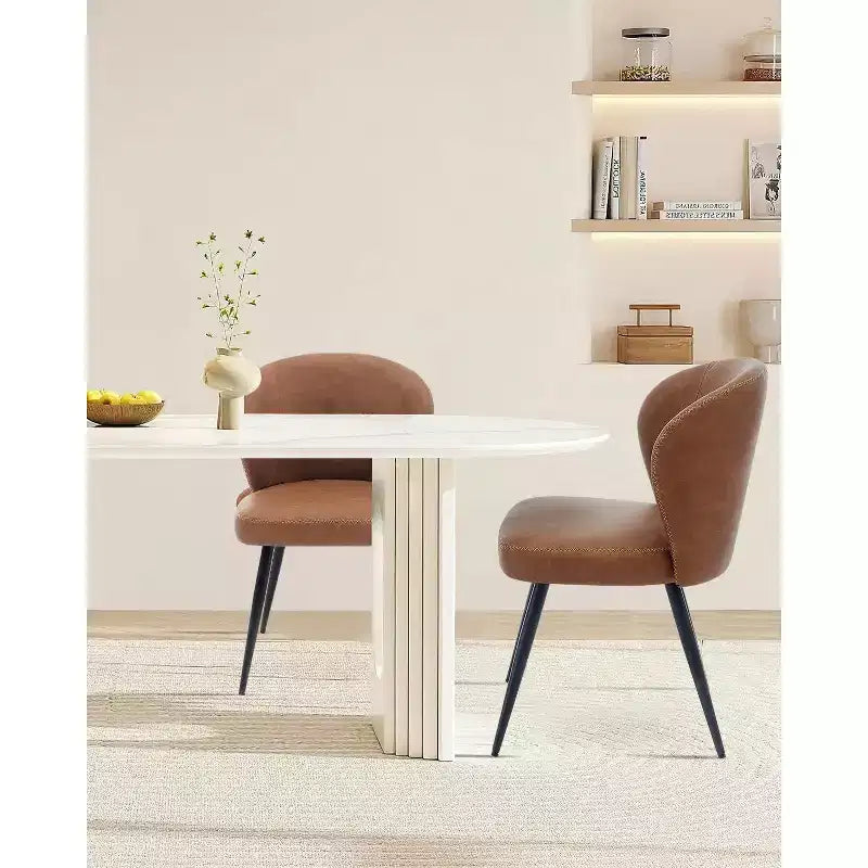 Acekool Sedie da Pranzo Set da 2, Sedie da Cucina Ergonomiche Rivestite in Pelle, Gambe in Acciaio, Facili da Pulire, Capacità 120 kg