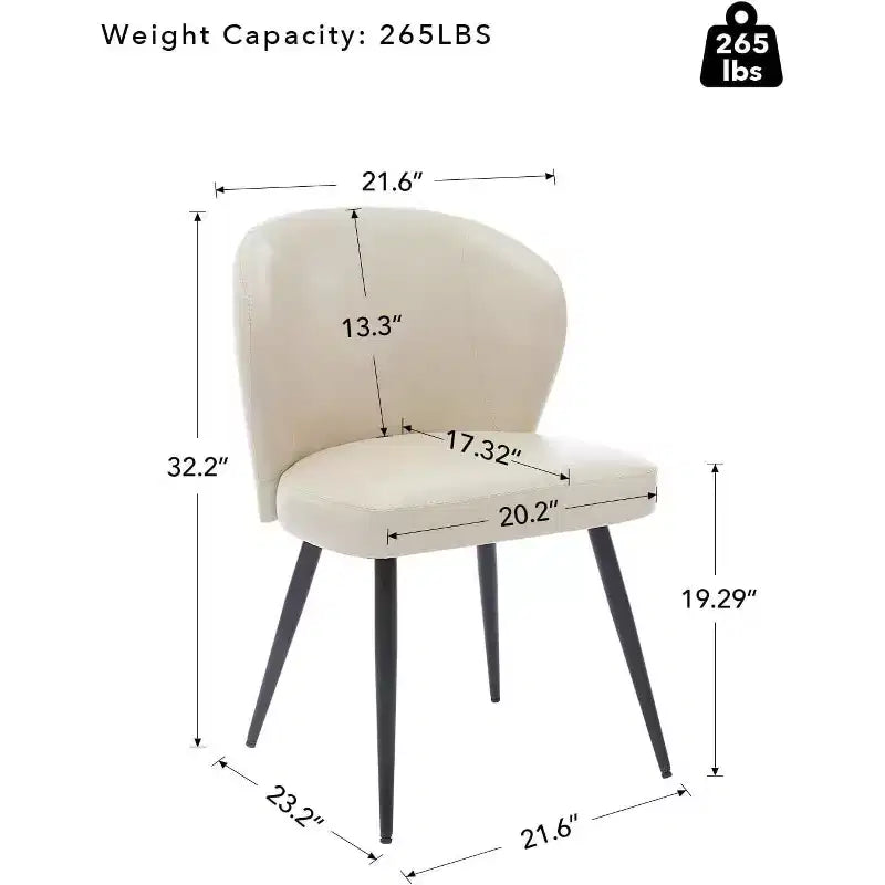 Acekool Sedie da Pranzo Set da 2, Sedie da Cucina Ergonomiche Rivestite in Pelle, Gambe in Acciaio, Facili da Pulire, Capacità 120 kg