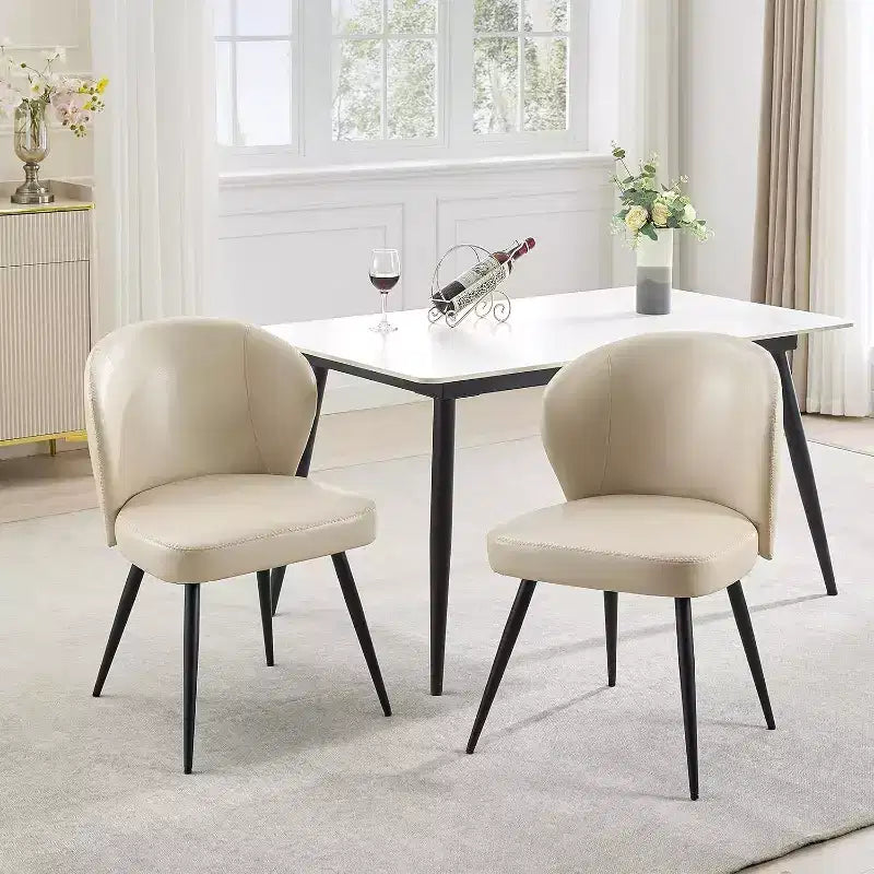 Acekool Sedie da Pranzo Set da 2, Sedie da Cucina Ergonomiche Rivestite in Pelle, Gambe in Acciaio, Facili da Pulire, Capacità 120 kg