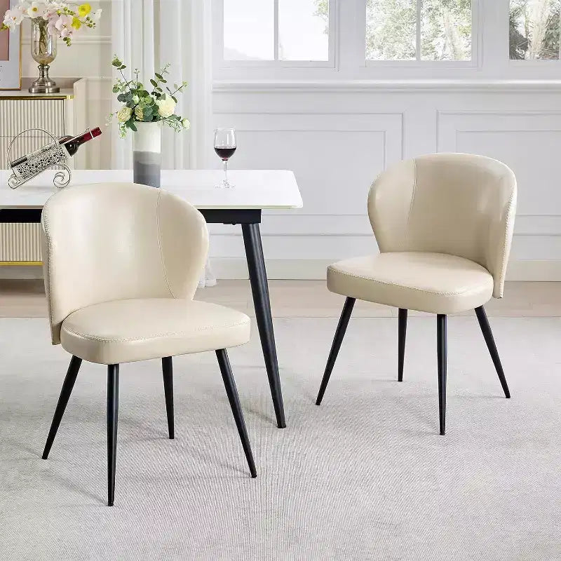 Acekool Dining Chairs Set of 2, Ergonomic Leather Upholstered Kitchen Chairs, Steel Legs, Easy Clean, 265lb Capacity