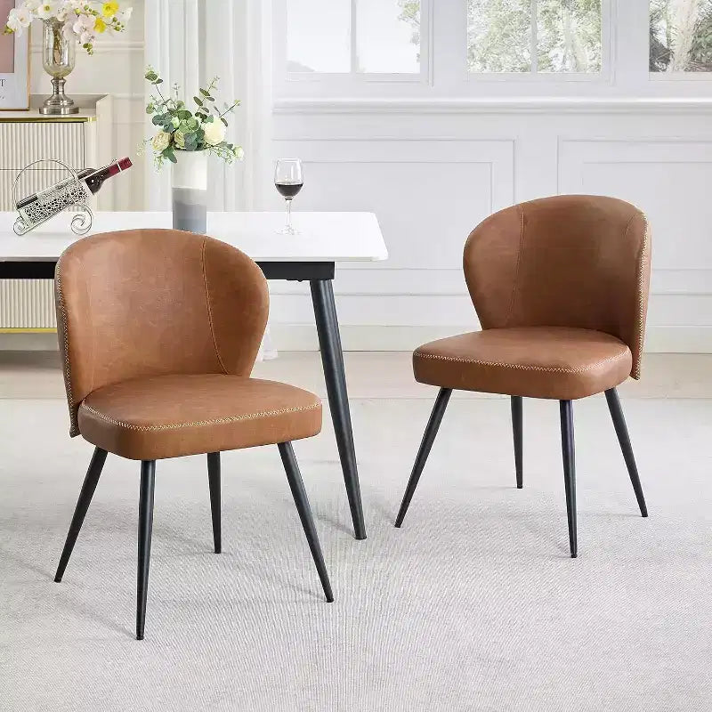 Acekool Sedie da Pranzo Set da 2, Sedie da Cucina Ergonomiche Rivestite in Pelle, Gambe in Acciaio, Facili da Pulire, Capacità 120 kg