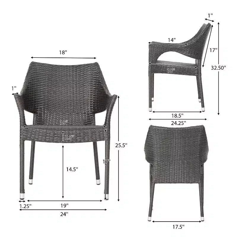 GDFStudio Ronnie Outdoor Wicker and Iron 5 Piece Dining Set