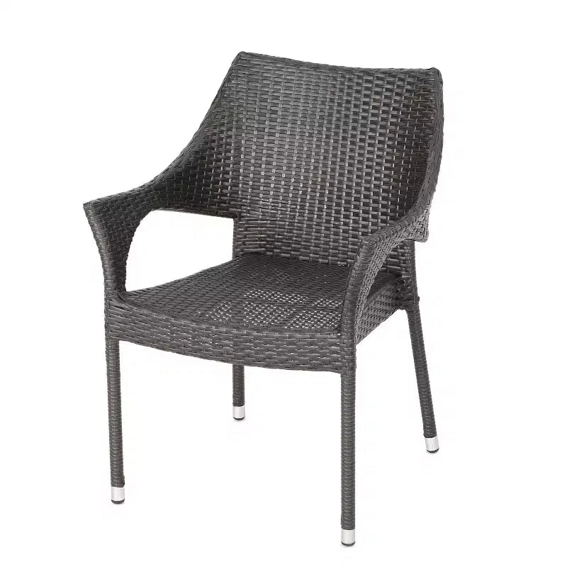 GDFStudio Ronnie Outdoor Wicker and Iron 5 Piece Dining Set