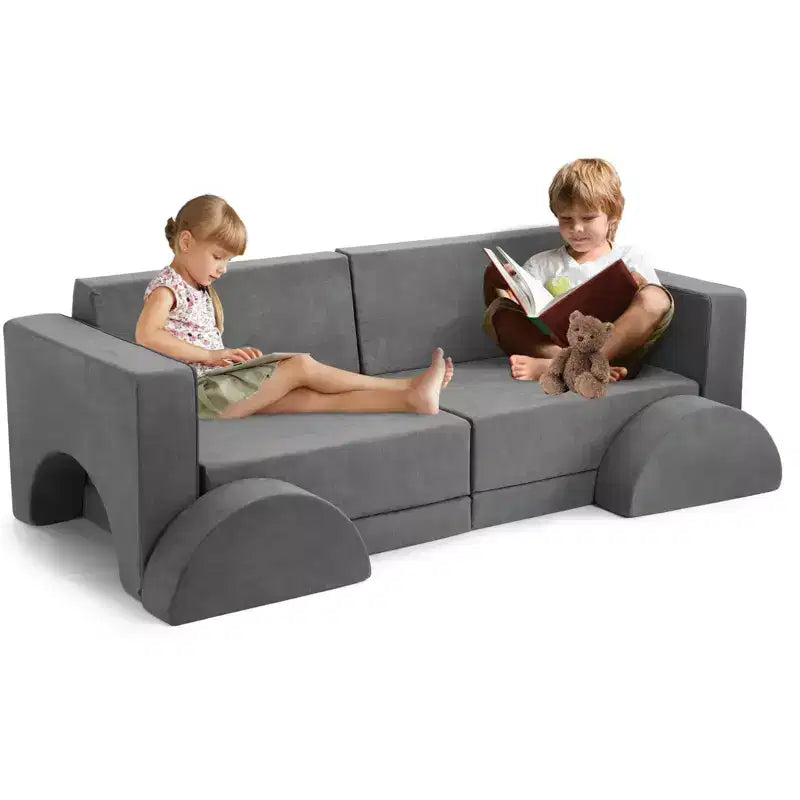 Divano da gioco per bambini, set 8 pezzi - Divano modulare costruibile per bambini (grigio scuro)