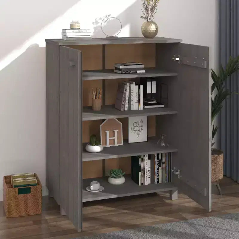 33.5x15.7x42.5 Scarpiera in Legno di Pino-Grigio Chiaro