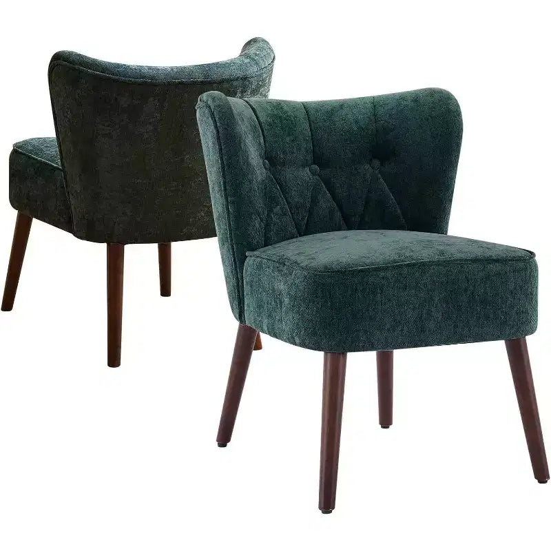 Acekool Sedia Moderna Senza Braccioli - Rivestimento in Velluto Felpato con Gambe in Legno (Vari Colori)