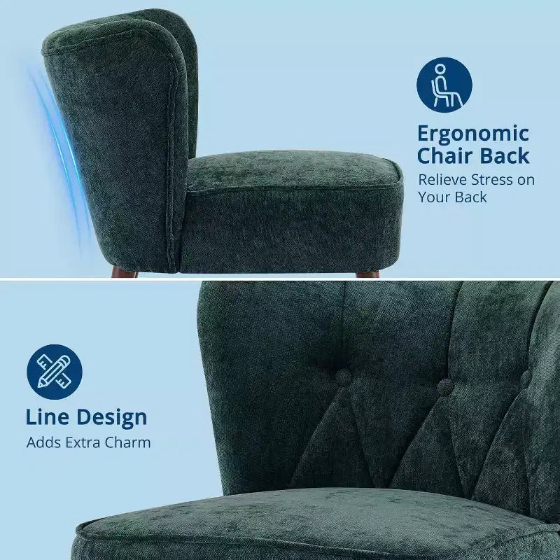 Acekool Sedia Moderna Senza Braccioli - Rivestimento in Velluto Felpato con Gambe in Legno (Vari Colori)