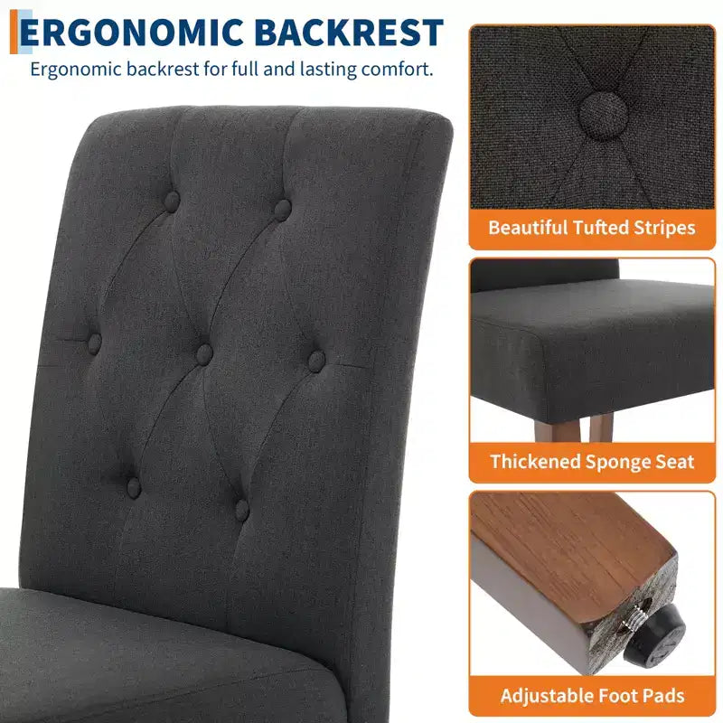 Upholstered Dining Chairs Set of 2, Tufted Kitchen Chair with Padded Seat, Comfy Armless Side Chair, Accent Parson Chairs for Living Room