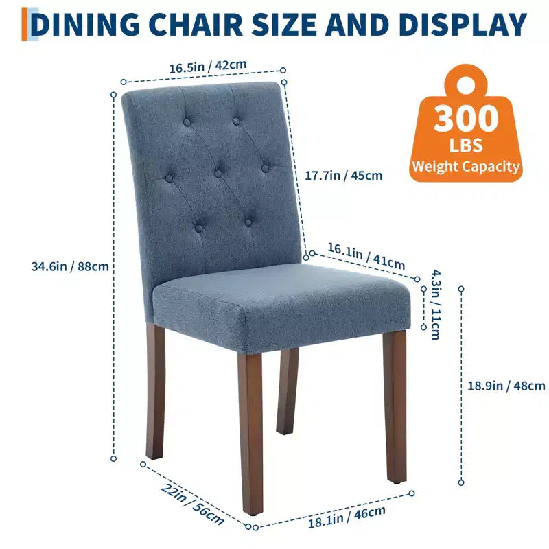 Upholstered Dining Chairs Set of 2, Tufted Kitchen Chair with Padded Seat, Comfy Armless Side Chair, Accent Parson Chairs for Living Room