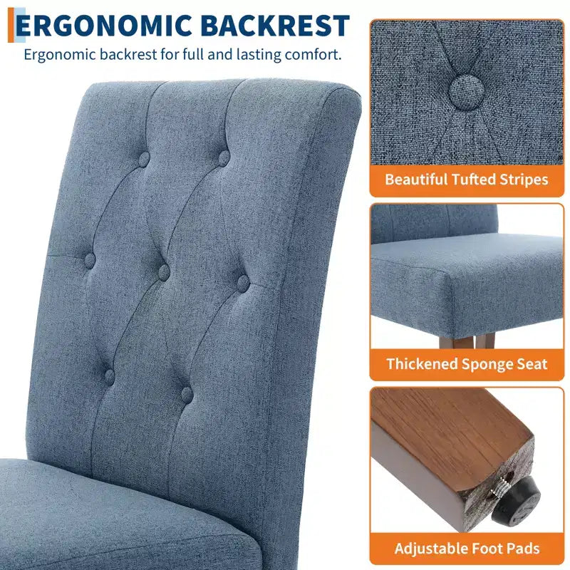 Upholstered Dining Chairs Set of 2, Tufted Kitchen Chair with Padded Seat, Comfy Armless Side Chair, Accent Parson Chairs for Living Room