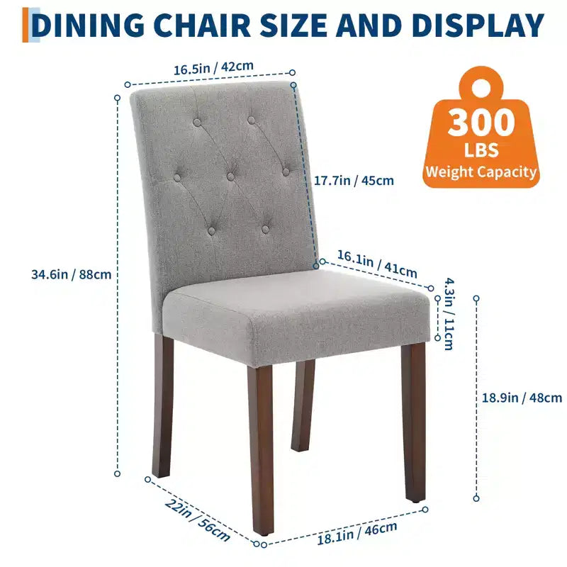 Upholstered Dining Chairs Set of 2, Tufted Kitchen Chair with Padded Seat, Comfy Armless Side Chair, Accent Parson Chairs for Living Room