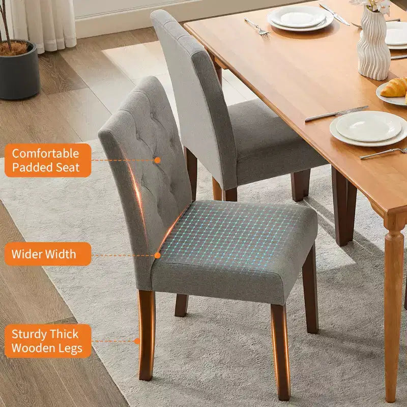 Upholstered Dining Chairs Set of 2, Tufted Kitchen Chair with Padded Seat, Comfy Armless Side Chair, Accent Parson Chairs for Living Room