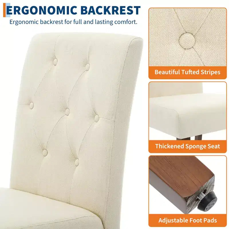 Upholstered Dining Chairs Set of 2, Tufted Kitchen Chair with Padded Seat, Comfy Armless Side Chair, Accent Parson Chairs for Living Room