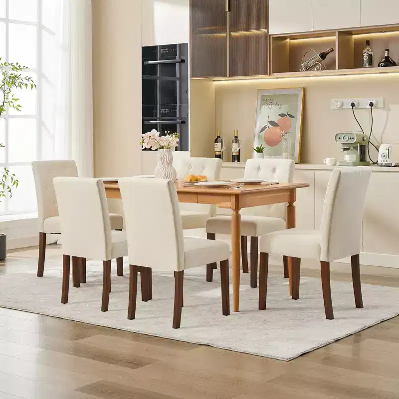 Upholstered Dining Chairs Set of 2, Tufted Kitchen Chair with Padded Seat, Comfy Armless Side Chair, Accent Parson Chairs for Living Room