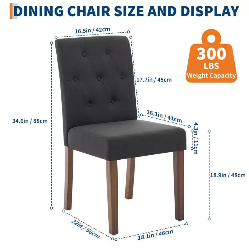 Upholstered Dining Chairs Set of 2, Tufted Kitchen Chair with Padded Seat, Comfy Armless Side Chair, Accent Parson Chairs for Living Room