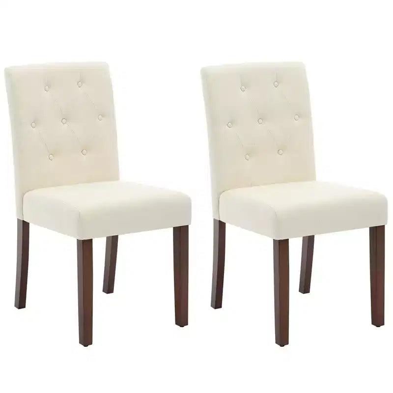 Upholstered Dining Chairs Set of 2, Tufted Kitchen Chair with Padded Seat, Comfy Armless Side Chair, Accent Parson Chairs for Living Room