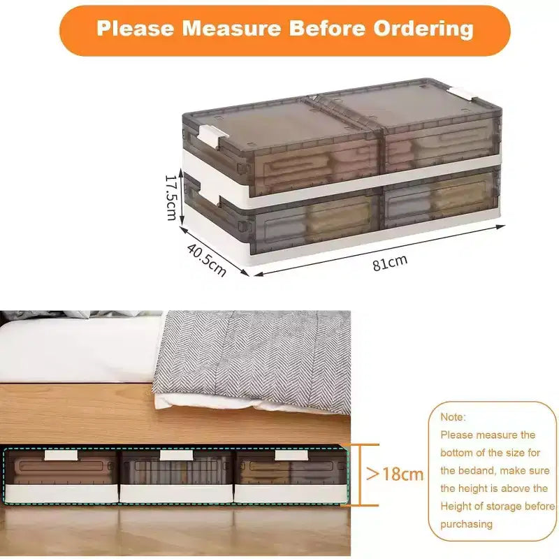 Acekool Contenitori Sottolletto con Ruote, Contenitori Impilabili con Coperchio, Organizzatore Estraibile per Camera da Letto, Dormitorio, Armadio, Confezione da 2