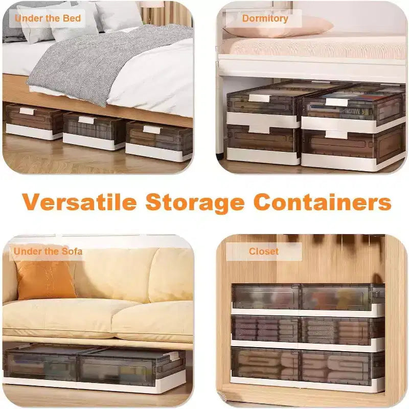 Acekool Contenitori Sottolletto con Ruote, Contenitori Impilabili con Coperchio, Organizzatore Estraibile per Camera da Letto, Dormitorio, Armadio, Confezione da 2