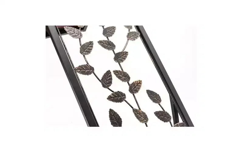 Single-layer P2 Density Board Type C Leaf Pattern Brown Desktop Black Powder Coating Side Table