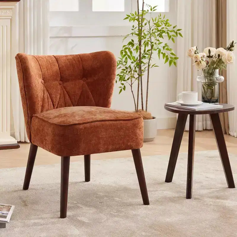 GustoWave Poltrona Accent Mid-Century con Gambe in Legno Massello, Moderna Poltrona a Orecchioni Imbottita da Soggiorno, Sedie da Pranzo