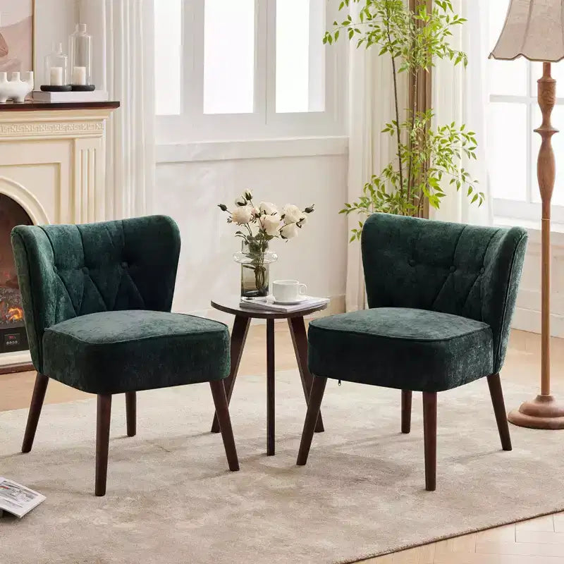GustoWave Poltrona Accent Mid-Century con Gambe in Legno Massello, Moderna Poltrona a Orecchioni Imbottita da Soggiorno, Sedie da Pranzo
