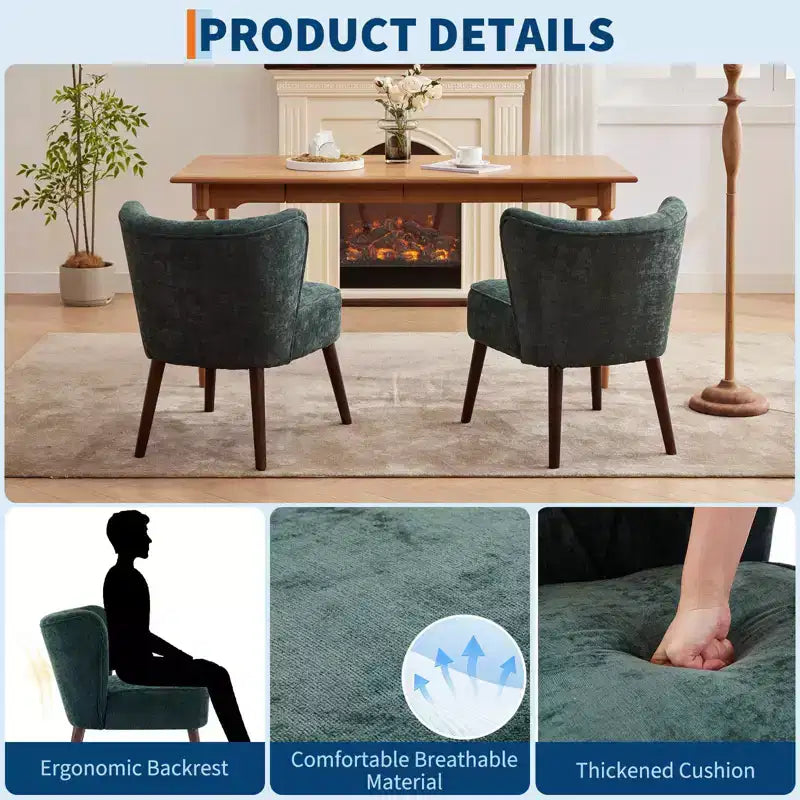 GustoWave Poltrona Accent Mid-Century con Gambe in Legno Massello, Moderna Poltrona a Orecchioni Imbottita da Soggiorno, Sedie da Pranzo
