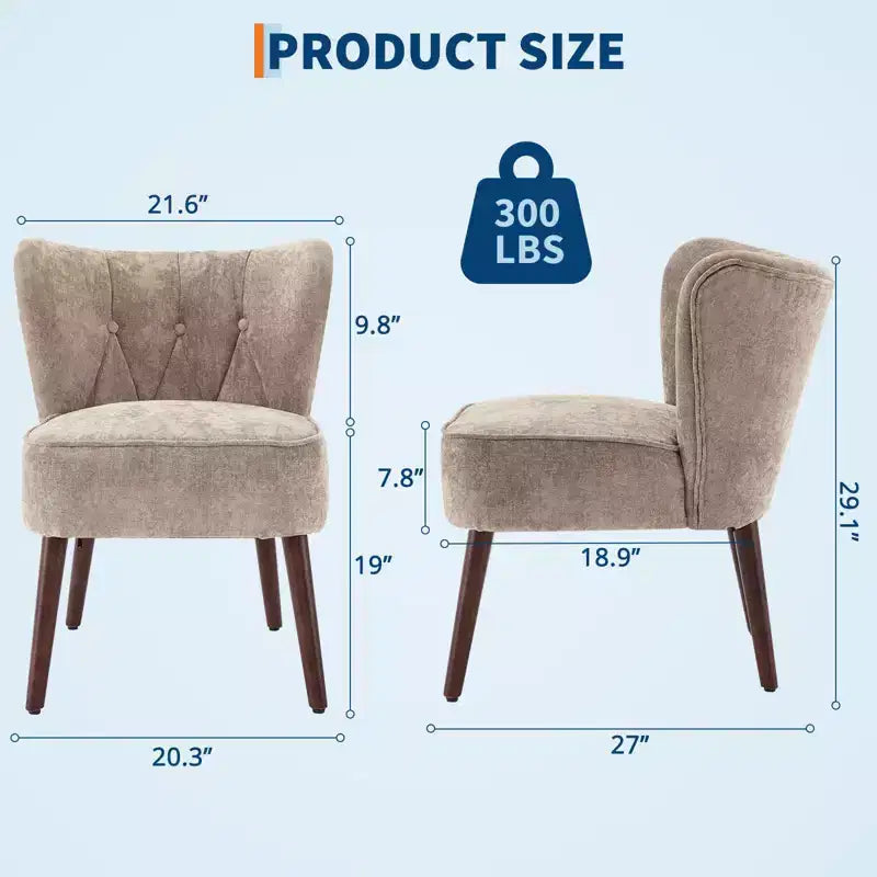 GustoWave Poltrona Accent Mid-Century con Gambe in Legno Massello, Moderna Poltrona a Orecchioni Imbottita da Soggiorno, Sedie da Pranzo