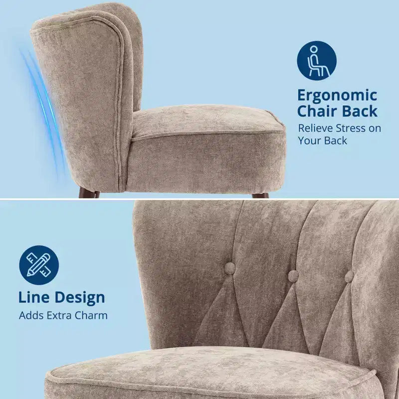 GustoWave Poltrona Accent Mid-Century con Gambe in Legno Massello, Moderna Poltrona a Orecchioni Imbottita da Soggiorno, Sedie da Pranzo