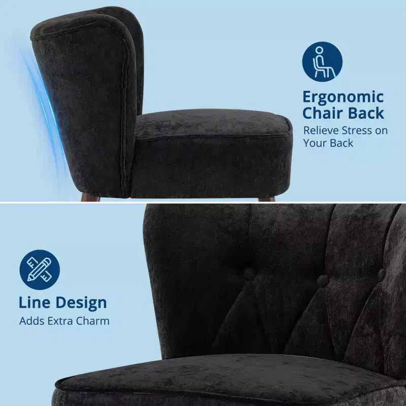 GustoWave Poltrona Accent Mid-Century con Gambe in Legno Massello, Moderna Poltrona a Orecchioni Imbottita da Soggiorno, Sedie da Pranzo