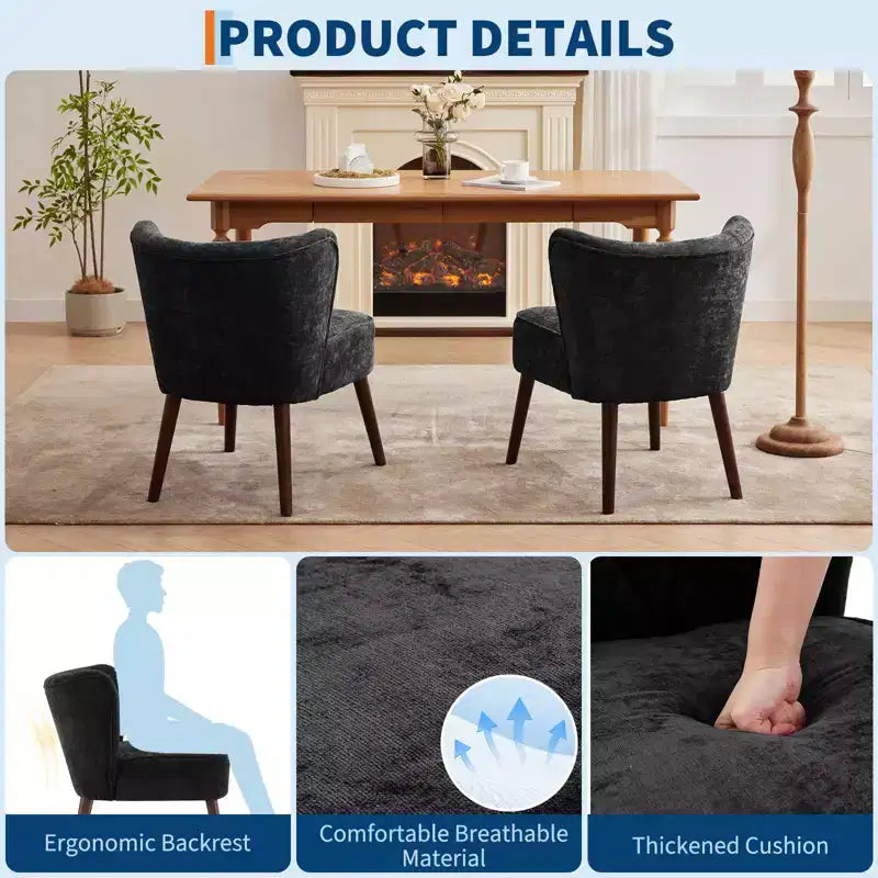 GustoWave Poltrona Accent Mid-Century con Gambe in Legno Massello, Moderna Poltrona a Orecchioni Imbottita da Soggiorno, Sedie da Pranzo