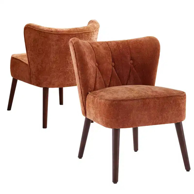 GustoWave Poltrona Accent Mid-Century con Gambe in Legno Massello, Moderna Poltrona a Orecchioni Imbottita da Soggiorno, Sedie da Pranzo